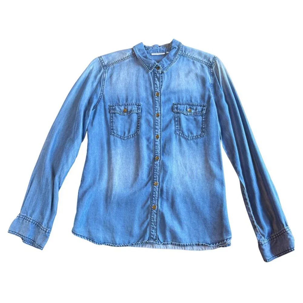 Halogen Chambray Denim Button Down Shirt Medium - Picture 4 of 6